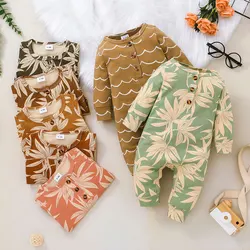 Vêtements de printemps et d'automne pour bébés filles de 0 à 18 mois, barboteuse en coton à manches longues pour garçons et filles 