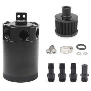 

Universal Racing Baffled 3-Port Oil Catch Can Tank Air Oil Separator with Removable Valve