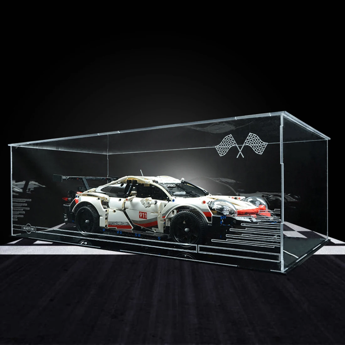 

Building Block Acrylic Display Box Dustproof Show Box for 911RSR 42096 -Transparent Type Black Bottom(Display Box Included Only)