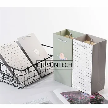 

100pcs Kraft Paper Bag With Rope Gift Bag Fashionable Birthday Party Present Wrap Bag