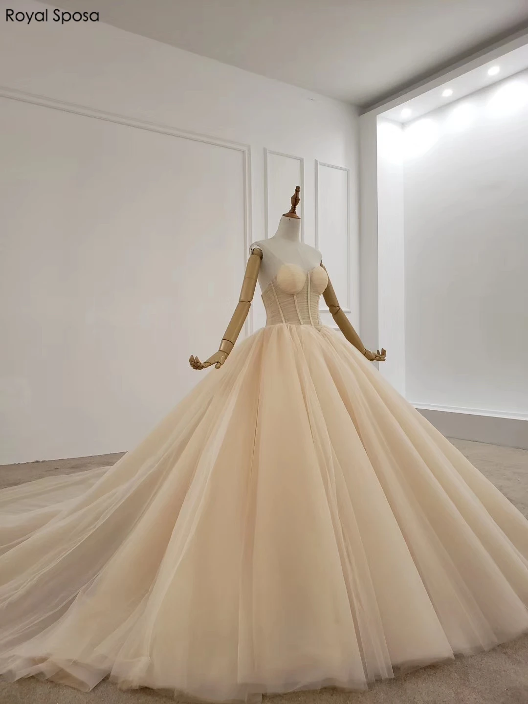Королевский sposa пол Длина свадебное платье, лиф сердечком Свадебное платье