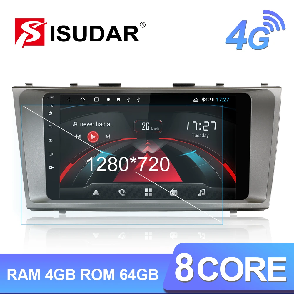 

Isudar H53 4G Android 1 Din Auto Radio For Toyota Camry 7 XV 40 2006-2011 Car Multimedia GPS 8 Core RAM 4GB Camera DSP IPS DVR
