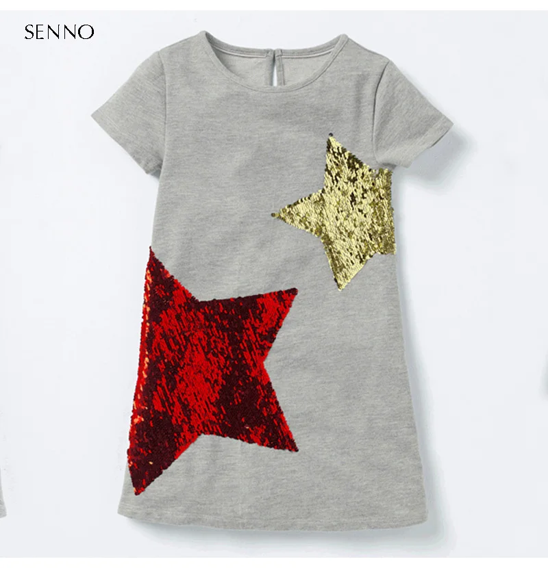 Платье со звездами для девочек; сезон зима-осень; одежда из хлопка для маленьких девочек; повседневная детская одежда