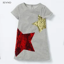 Платье со звездами для девочек; сезон зима-осень; одежда из хлопка для маленьких девочек; повседневная детская одежда