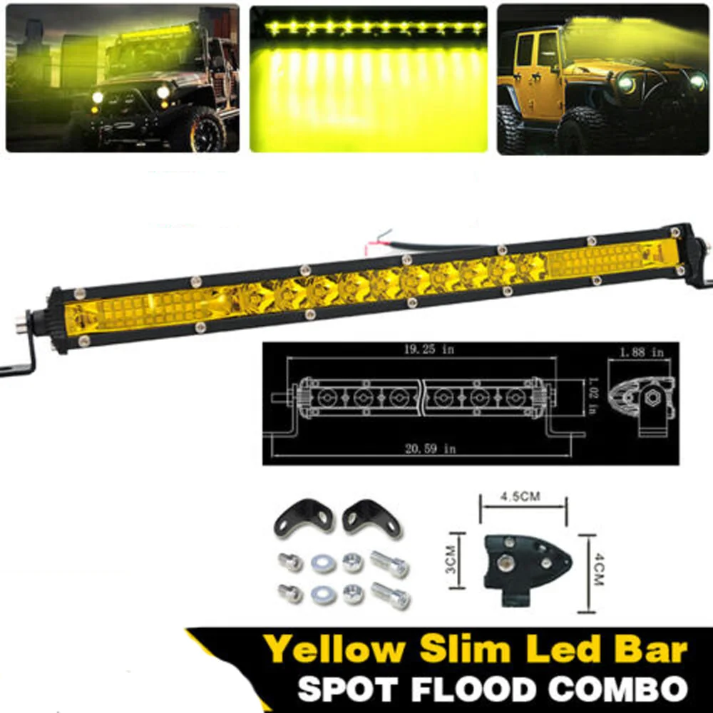 

1x 78W 10-Inch Ultra-Slim 26LED Light Bar Yellow Combo Spot Beam For Off-road Vehicles/SUV/ ATV/ Trucks/ Buses Super Waterproof