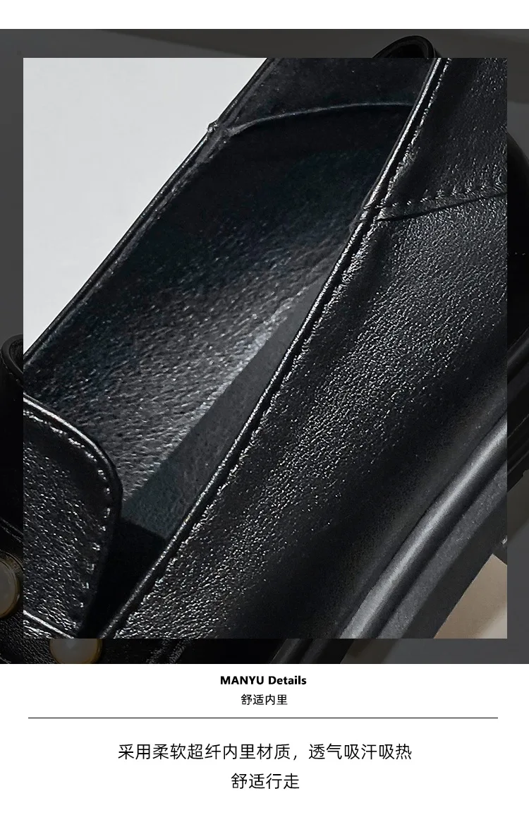 2021 Spring and Autumn low Heel shoes women's fashion design black pearl true leather loafers large size 41-43 free shipping 2021 Spring and Autumn low Heel shoes women's fashion design black pearl true leather loafers large size 41-43 free shipping
