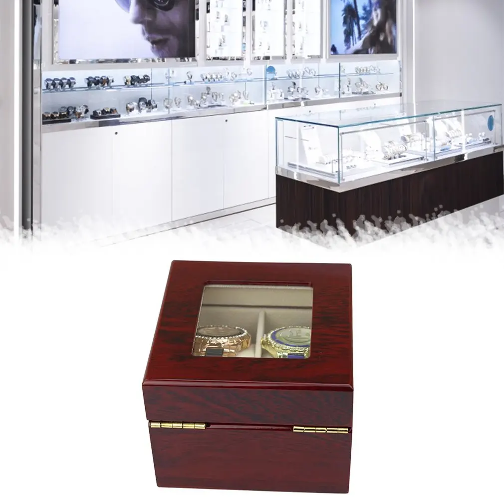

2020 Red Black 10/12 Grids Watch Box Storage Wooden Glass Case Bracelet Display Casket Watch Holder Casket Organizer Container