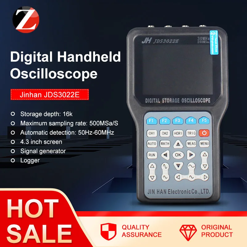 Портативный осциллограф JinHan JDS3022E 2 канальный 50 МГц 4 в 1 250 Мвыб/с|storage oscilloscope|digital