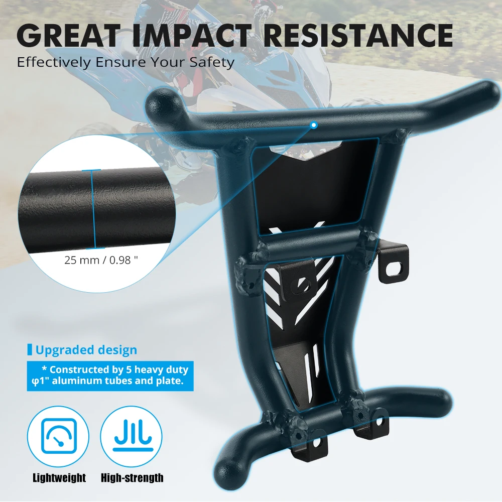 NiceCNC ATV Black Front Bumper Grab Bar Protector Cover Guard Aluminum For Yamaha Raptor 700 700R 2016-2021 2020 2019 2018 2017