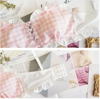 

Japanese Lolita Girl Sexy Panties and Bra Set Underwear Seamless Lingerie Cotton Wire Free Ultra Thin Bra and Panty Thong Set