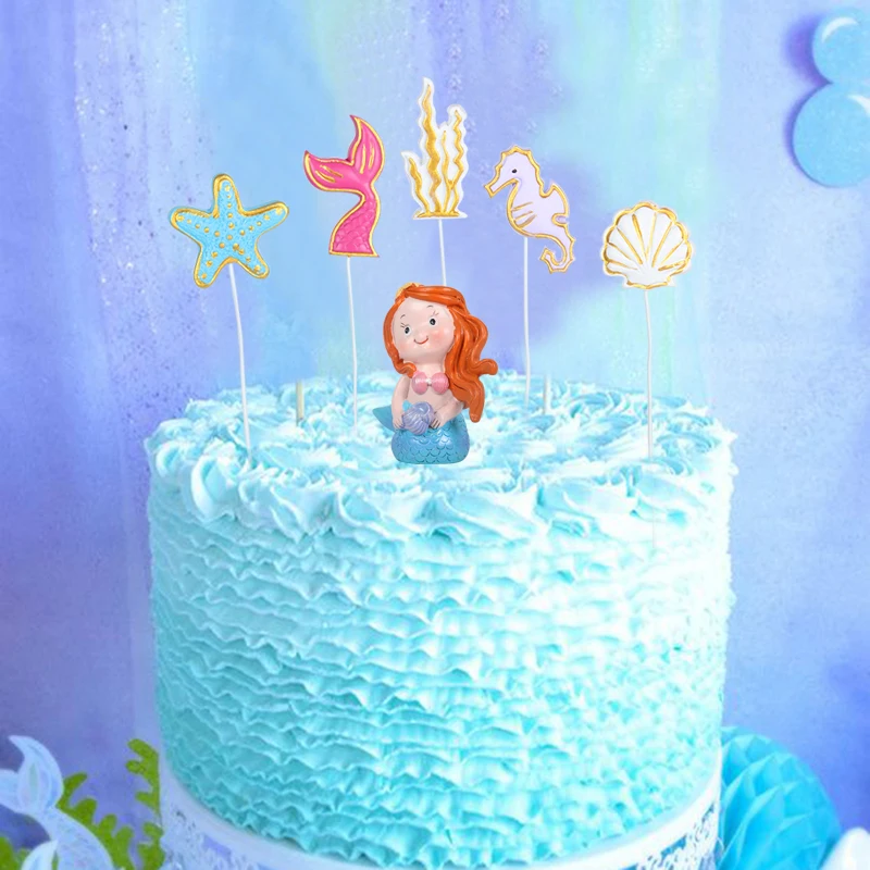 Океан Русалка торт Топпер морской конь торт День рождения Дети декорирование тортов капкейк Топпер для свадьбы десертный Декор baby shower
