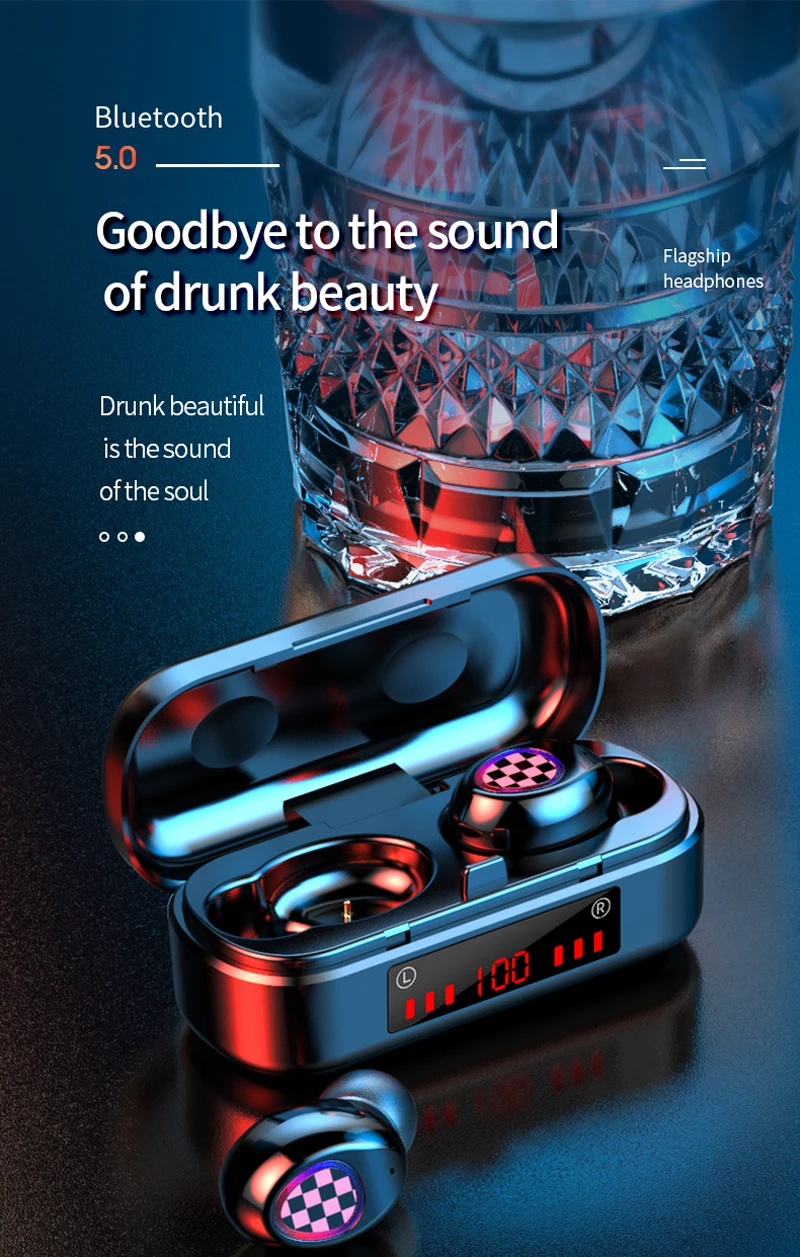Aoogoor V7 TWS Wireless Bluetooth Earphones Bluetooth 5 0 Headphones Sports Waterproof Headset Gaming Headphone