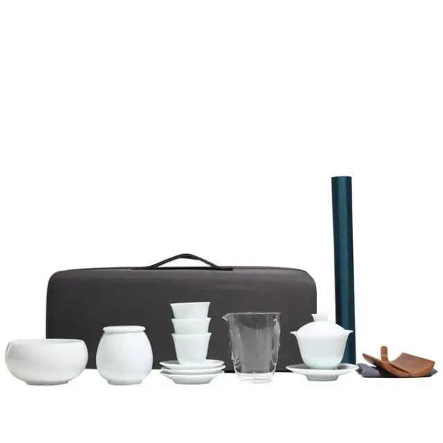 Pinny Celadon Fehér Porcelán Hordozható Teakészlet Utazási Teárkészletek Kínai Kung Fu Tea Kiegészítők Pigmentált Gaiwan - Image 5