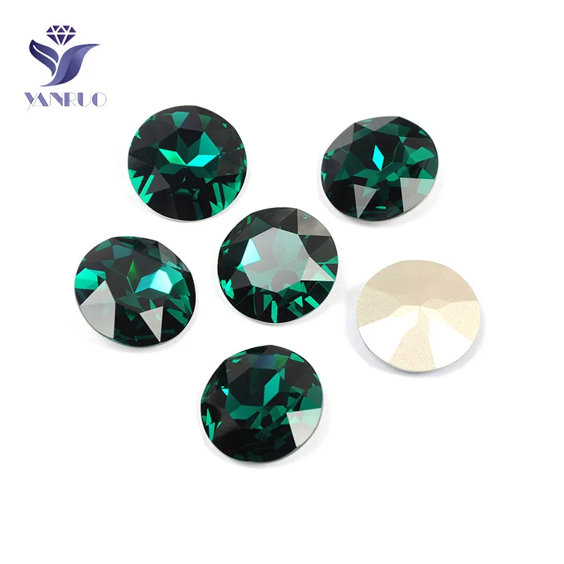 Blue Zircon YANRUO 1201 круглые 27 мм пришитые камни стеклянные кристаллы большие стразы Rivoli Pointback DIY Алмазные камни для ювелирных изделий одежды - Цвет: Blue Zircon