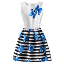 Новые стильные платья летние модные вечерние платья в черно-белую полоску для маленьких девочек 6-12 лет