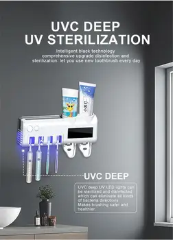 

Automatic Toothpaste Dispenser UV Disinfection Toothbrush Holder Storage Rack Wall Mount Holder Intelligent Toothpaste Squeezer