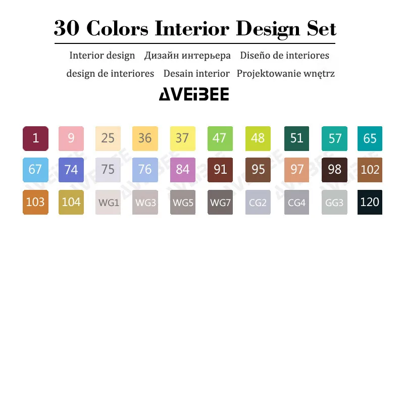30 Interior Set Новинка, набор цветов rotuladores 168, художественные маркеры, кисть, ручка для эскиза, на спиртовой основе, копировальные маркеры, двойная головка, манга, ручки для рисования, товары для рукоделия - Цвет: 30 Interior Set
