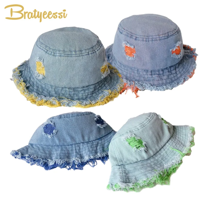 

2020 Fashion Baby Hat Summer Spring Baby Cap Denim Blue Kids Hat for Girls Boys 1PC