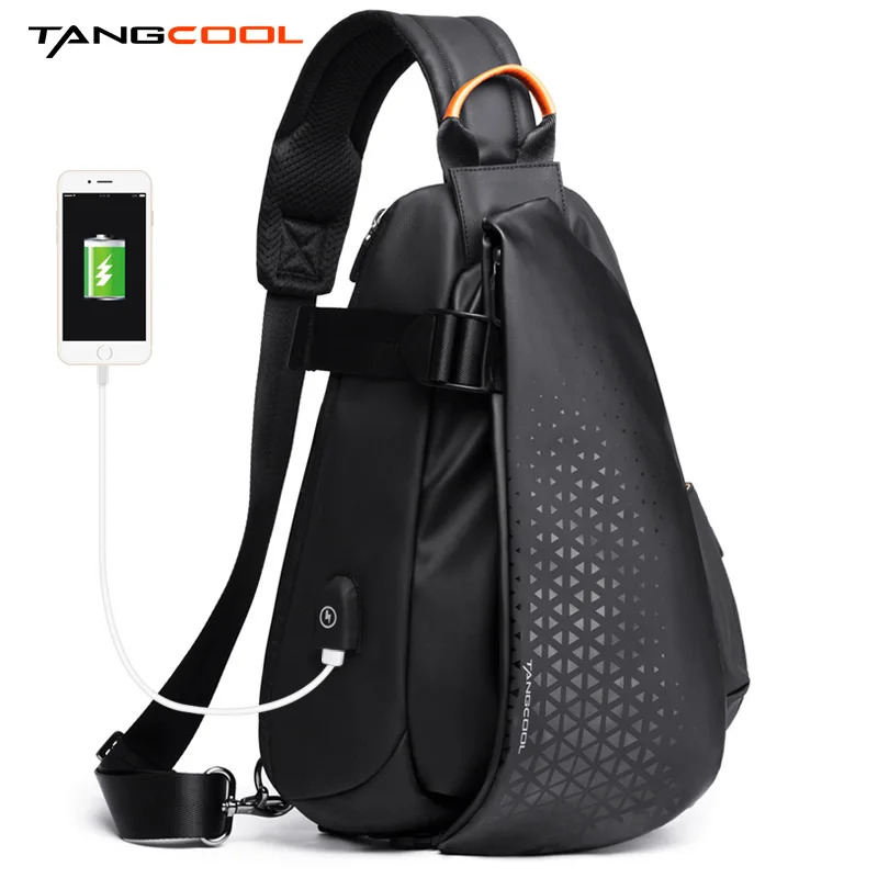 

2019 tangcool New Style Trend Cool Fashion Outdoor Riding Multi-Compartment USB Science And Technology Chest Pack MEN'S Single-s