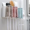 New Bathroom Accessories Organizer Set Toothbrush Holder Multifunction Household Storage Rack Wall Mount Toothpaste Squeezer 1
