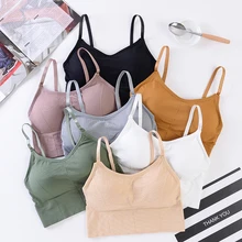 Глубокий U женский сексуальный бюстгальтер без косточек, мягкий хлопковый бюстгальтер, Одноцветный укороченный топ, пуш-ап бюстгальтер с подкладкой, удобное нижнее белье