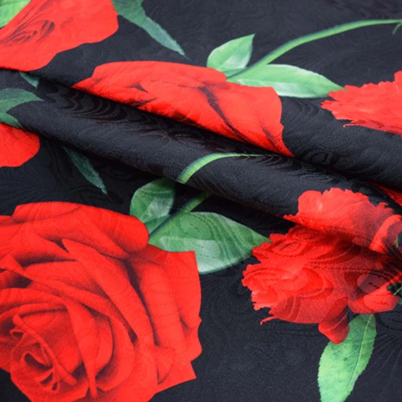 Красная роза Цифровая живопись жаккардовая ткань для пальто платье ткань Базен riche getzner ткани тиссу фатин тиссу Африканский telas фет