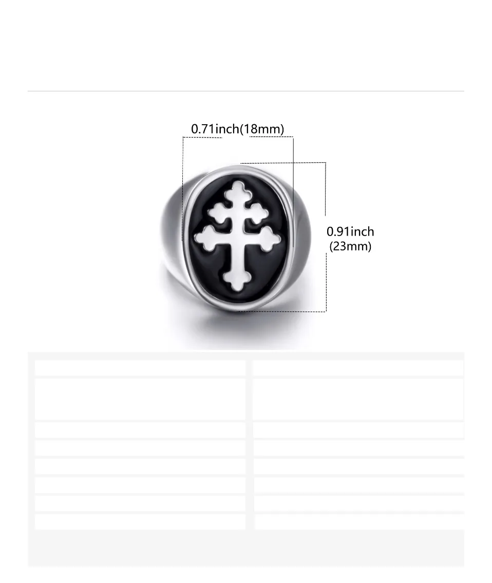 Elfasio крест лорраина крест Anjou черный эмалированная нержавеющая сталь мужское кольцо Рыцари Тамплиер крестоносца символ ювелирные изделия