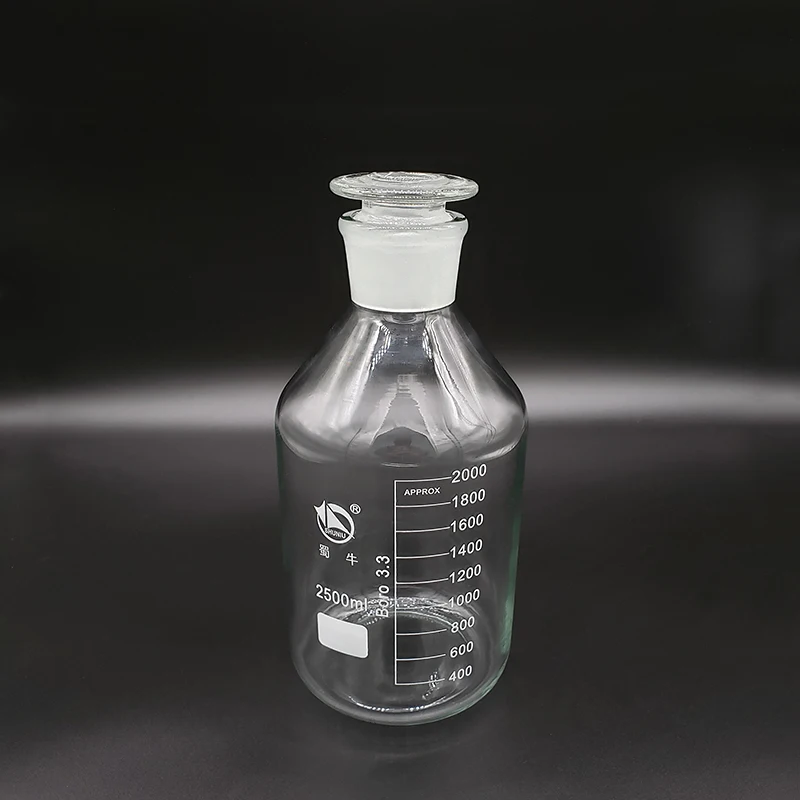Reagent bottle,Narrow neck with standard ground glass stopper,Clear,Boro. 3.3 glass,Capacity 2500ml,Sample Vials