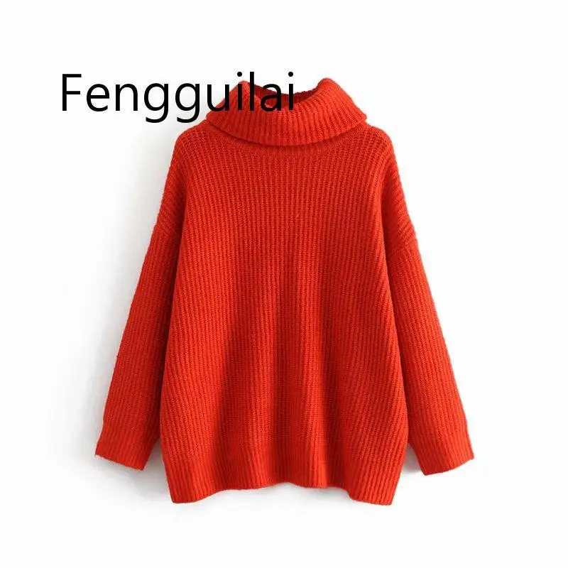 Vadim women turtleneck knitted loose sweater oversized warm thick long sleeve pullovers female casual chic tops
