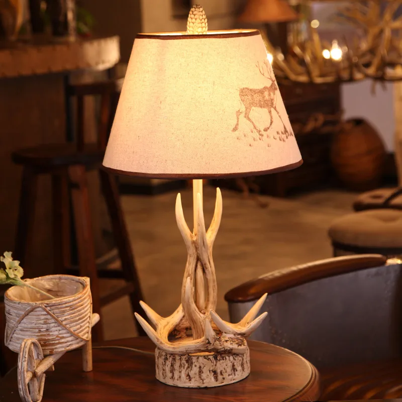 

Modern Buckhorn Shape Creativity Table Lamps For Living Room Led Bed Lamp Bedside Light Table Light E27 Resin Bed Lamps