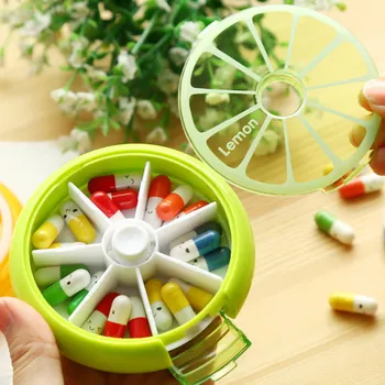 

7 Days Weekly Rotating Pill Box Travel Pill Case Medicine Box Outdoor Orange Shape Splitters Box 3 Colors Pill Case Organizer