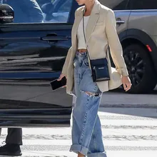 Джинсы с высокой талией, широкие прямые брюки, вымытые свободные джинсы