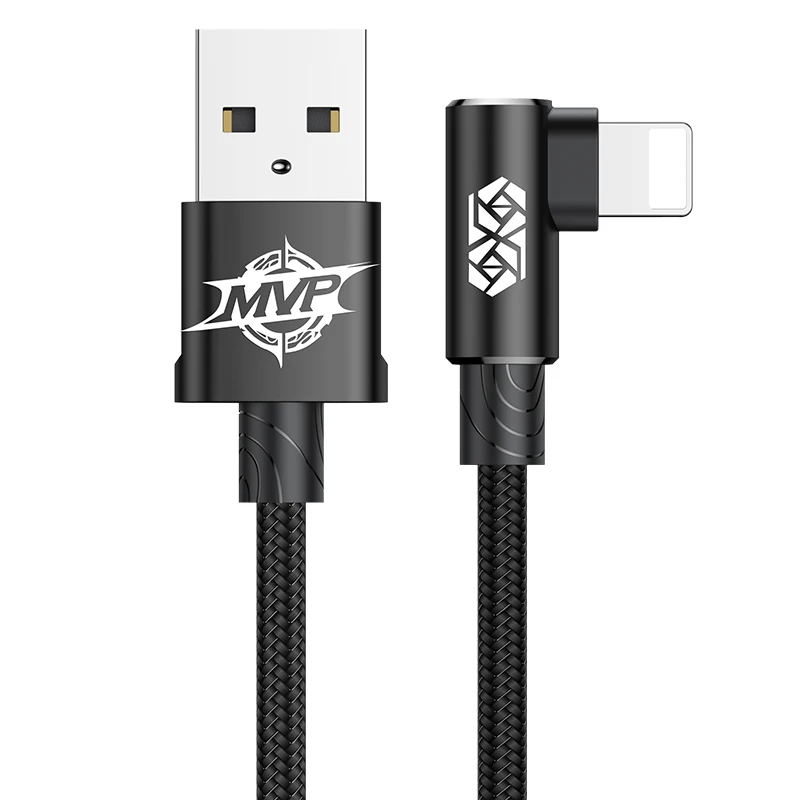 Черный USB кабель Baseus для iPhone XR, USB кабель для зарядного устройства, локоть, 2А, кабель для быстрой зарядки для iPhone XS Max 11 Pro Max 8 Plus, USB кабель для передачи данных - Цвет: Черный