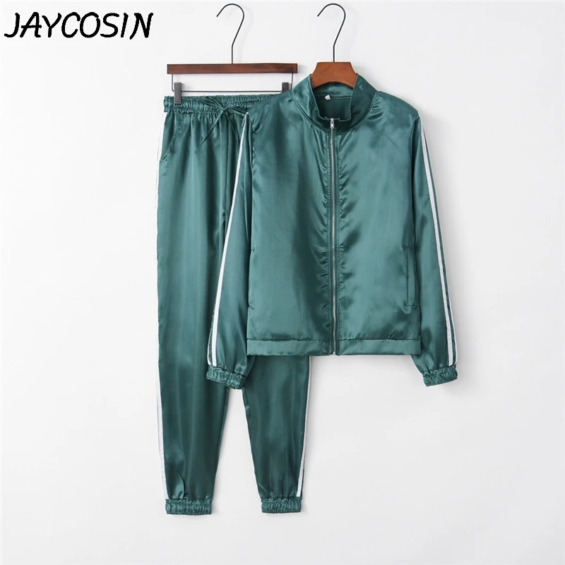 Женский спортивный костюм JAYCOSIN однотонный свитшот на молнии с длинным рукавом и
