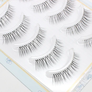 

5 pairs of natural slender and realistic synthetic fiber false eyelashes, reusable eye makeup, long and short eyelashes BB2