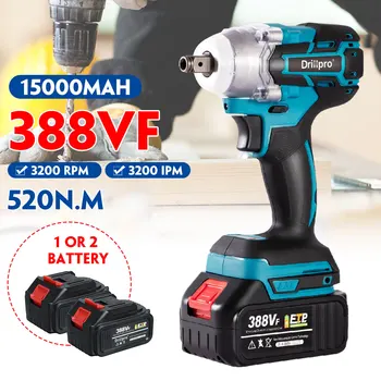 388vf 520N.M Brushless Cordless Electric Impact Wrench 1/2 inch Power Tools 15000mAh Li Battery Compatible Makita 18V Battery 1