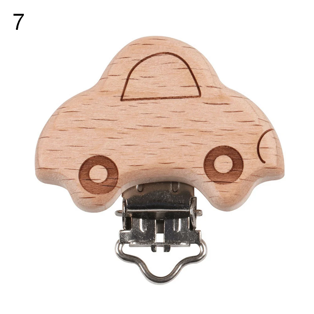 Newborn Baby Pacifier Clip Anti-lost, Cartoon Animal Wooden Baby Pacifier Clip Chain Toy DIY Molar Teether Accessories