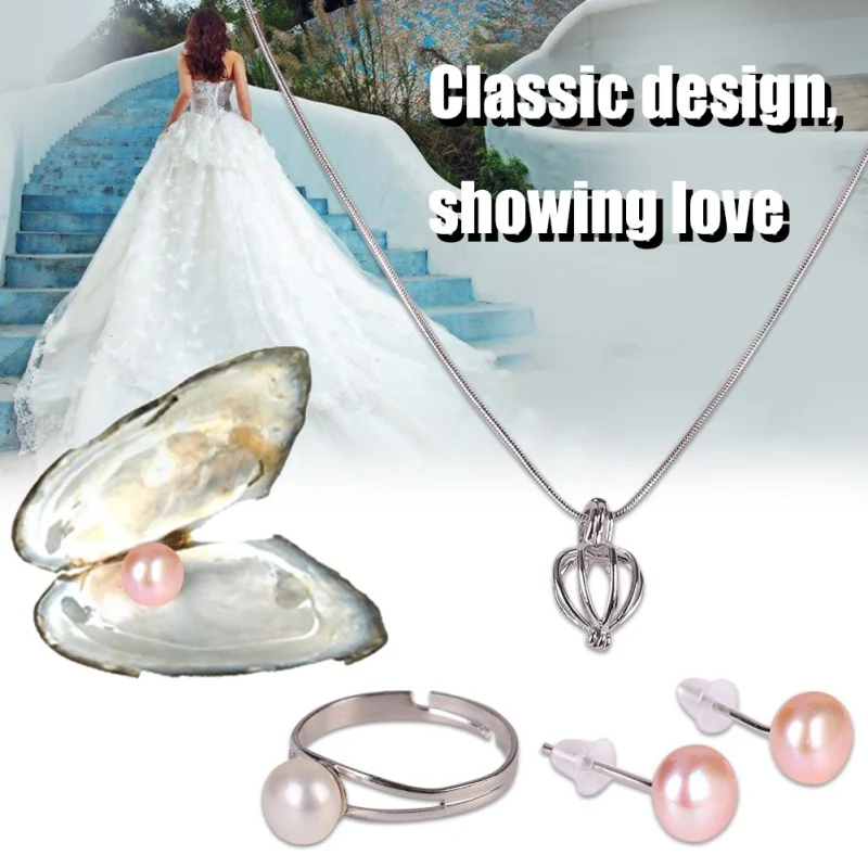 Pearl Jewelry Gift Box Wedding Souvenir Natural Oyster Wish Pendant Necklace Charm Valentines | Дом и сад