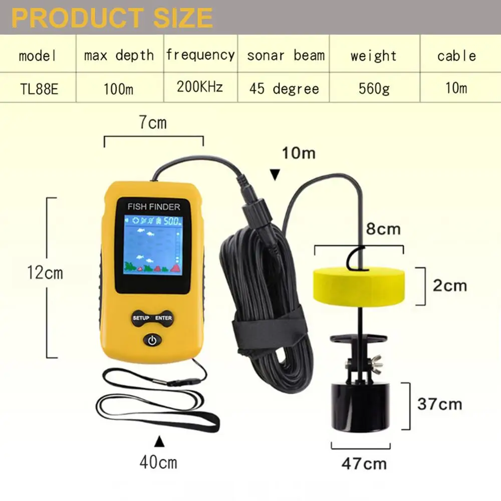 Ręczny lokalizator ryb przenośny wędkarski kajak echosonda Fish Depth Finder sprzęt wędkarski z przetwornikiem sonaru i wyświetlaczem LCD Ręczny lokalizator ryb przenośny wędkarski kajak echosonda Fish Depth Finder sprzęt wędkarski z przetwornikiem sonaru i wyświetlaczem LCD