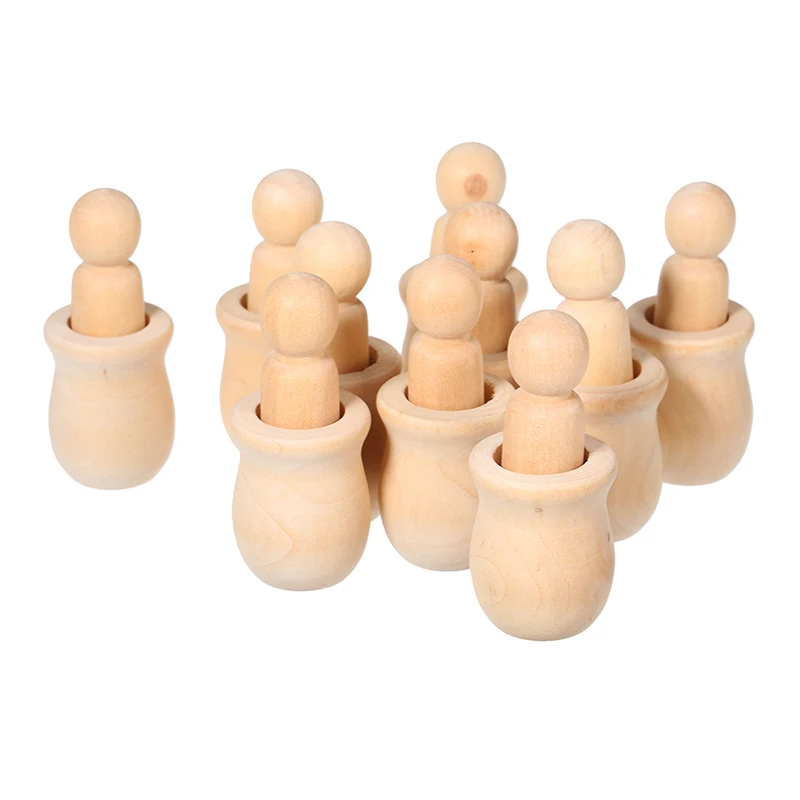 10Pcs Wooden Peg Dolls Unfinished Crafts Diy Paint Stain Kid'S Party Favor Wedding Home Decor Wood Craft People Nesting Set 10Pcs Wooden Peg Dolls Unfinished Crafts Diy Paint Stain Kid'S Party Favor Wedding Home Decor Wood Craft People Nesting Set