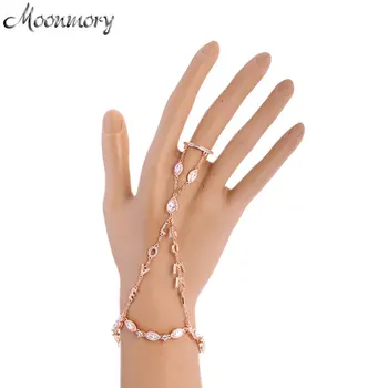 

Moonmory Fashion 925 Sterling Silver Tassels Love Ring With Eye Letter Long Bracelet Chain Hollow Finger Rings For Women Jewelry