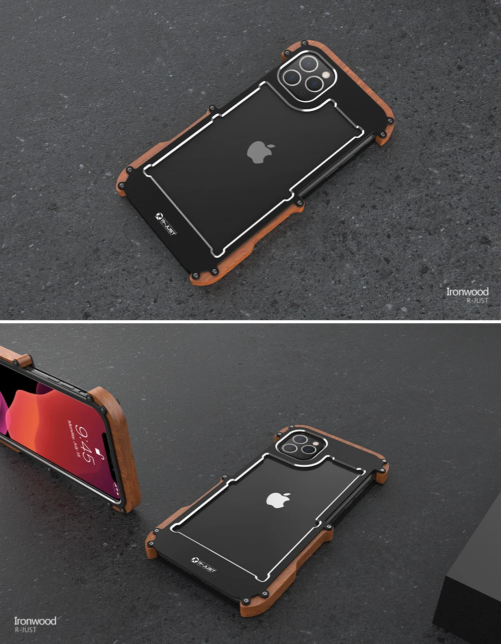 Для iPhone 11 Pro Max чехол, алюминиевый сплав, задний Чехол и деревянный бампер, гибридный сверхпрочный противоударный защитный чехол для iPhone 11
