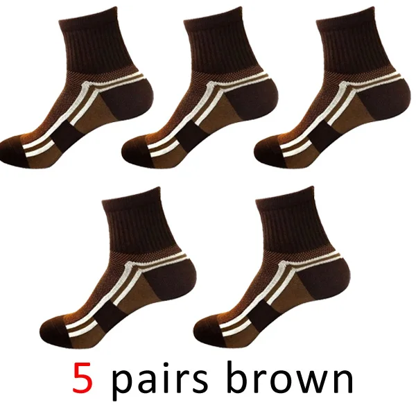 5 пар/лот, хлопковые мужские носки, Компрессионные носки, спортивные, толстые, зимние, стандартные, meias, хорошее качество, дышащие, прозрачные, рабочие носки - Цвет: brown