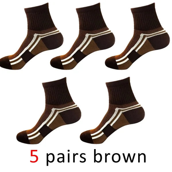brown 5 пар/лот, хлопковые мужские носки, Компрессионные носки, спортивные, толстые, зимние, стандартные, meias, хорошее качество, дышащие, прозрачные, рабочие носки - Цвет: brown