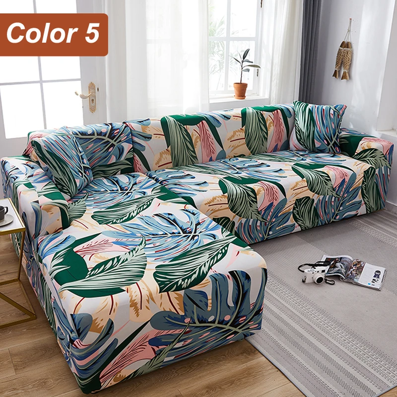 L-Shaped Sofa Cover Corner Sofa Slipcovers Elastic Chaise Cover 1/2/3/4 Seater Stretch Sectional Couch Armchair Cover Protector
