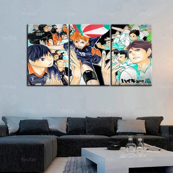 

Canvas Prints Posters Wall Art 3 Pieces Haikyuu Paintings Home Decor Japan Animation Pictures For Lving Room Framework Modular