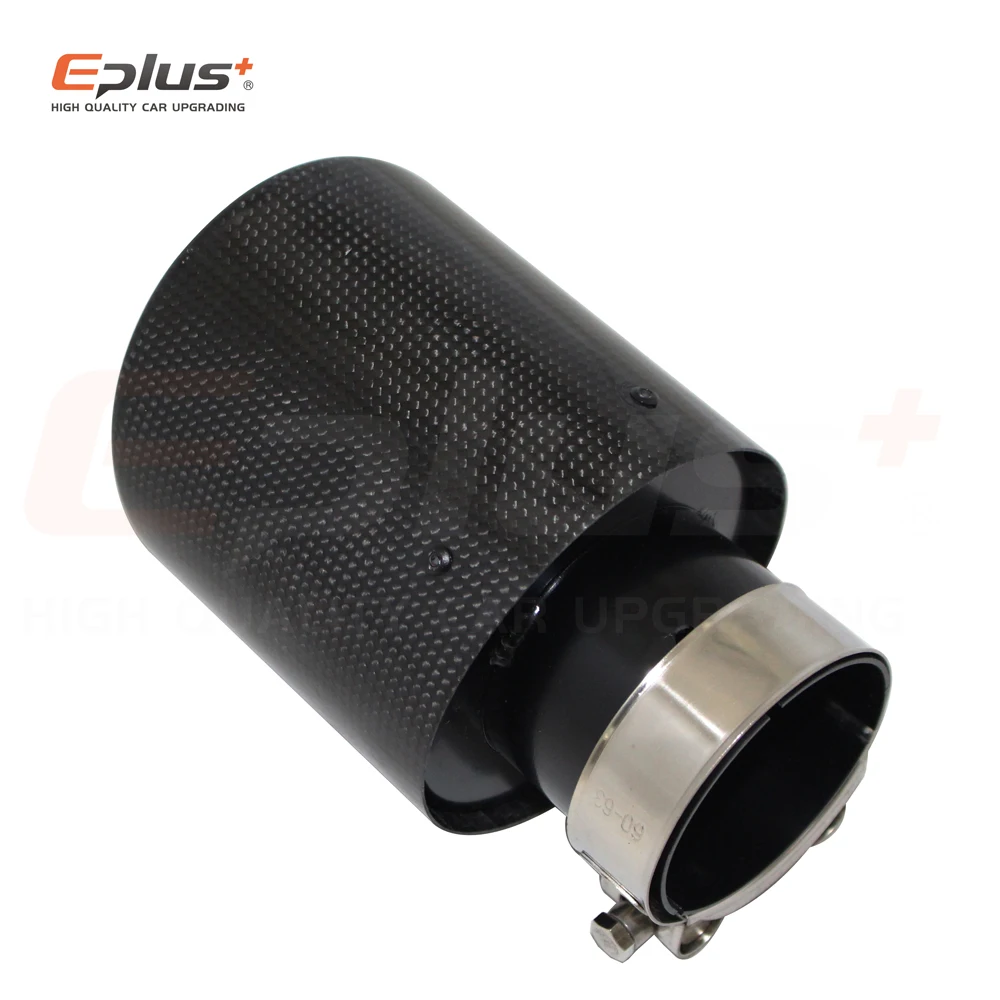 Car Glossy Carbon Fibre Exhaust Muffler Pipe Tip Curl Universal Black Stainless Mufflers Decorations for Akrapovic