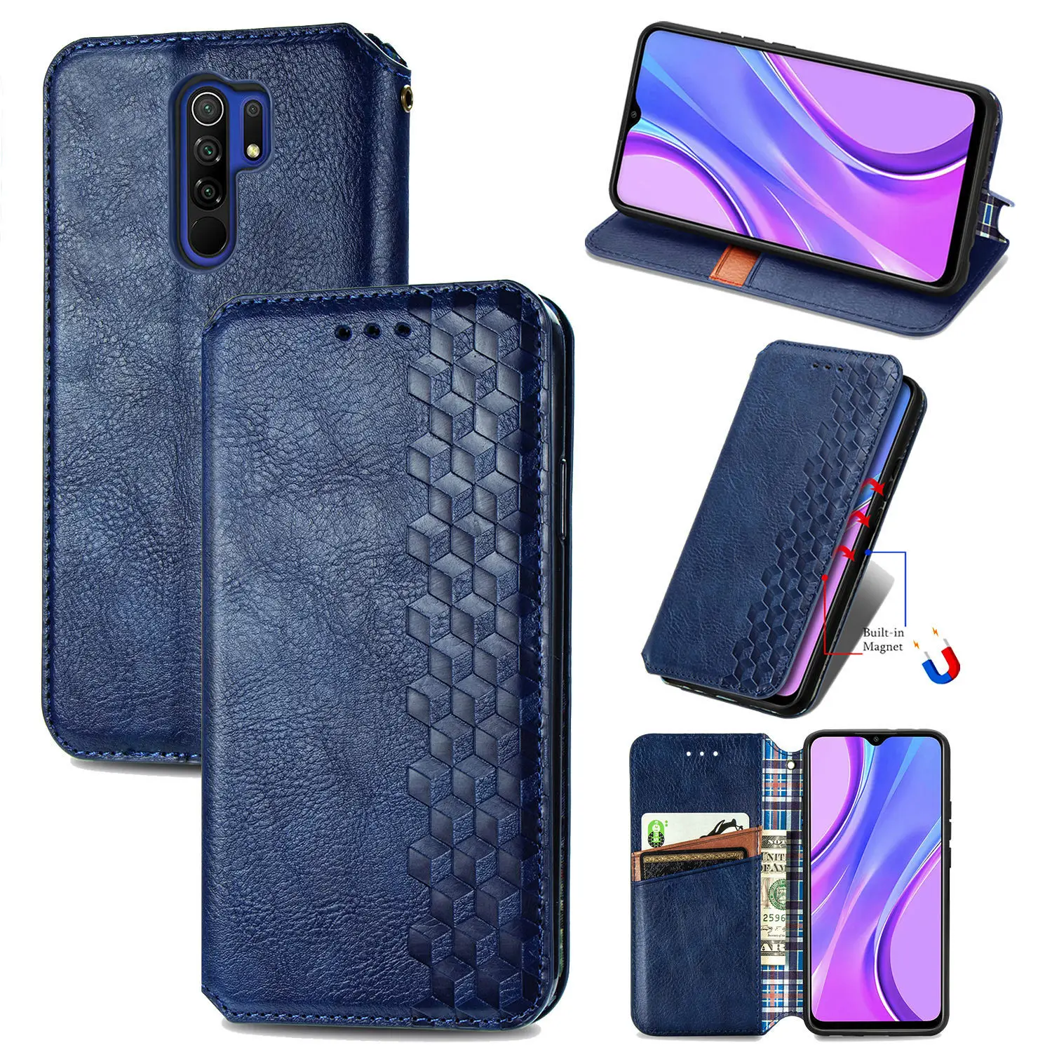 Магнитный чехол кошелек из натуральной кожи для Xiaomi Mi Note 10 Redmi 9 9A 9C 9S Pro 8T K30 10X 5G