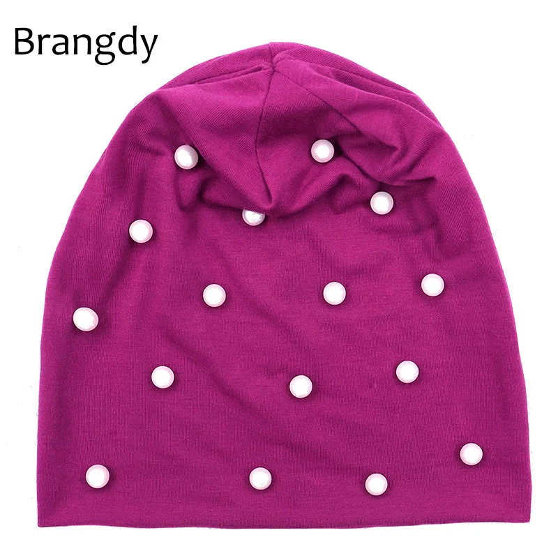 

Womens Pearls Beanies Hats Autumn Winter Soft Solid Cotton Ployester Slouch Skullies Hats For Ladies Girls Bonnet Dropshipping