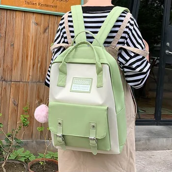 

5pcs/set Teenager Girls School Bag Wear Resistant Canvas Student Large Capacity